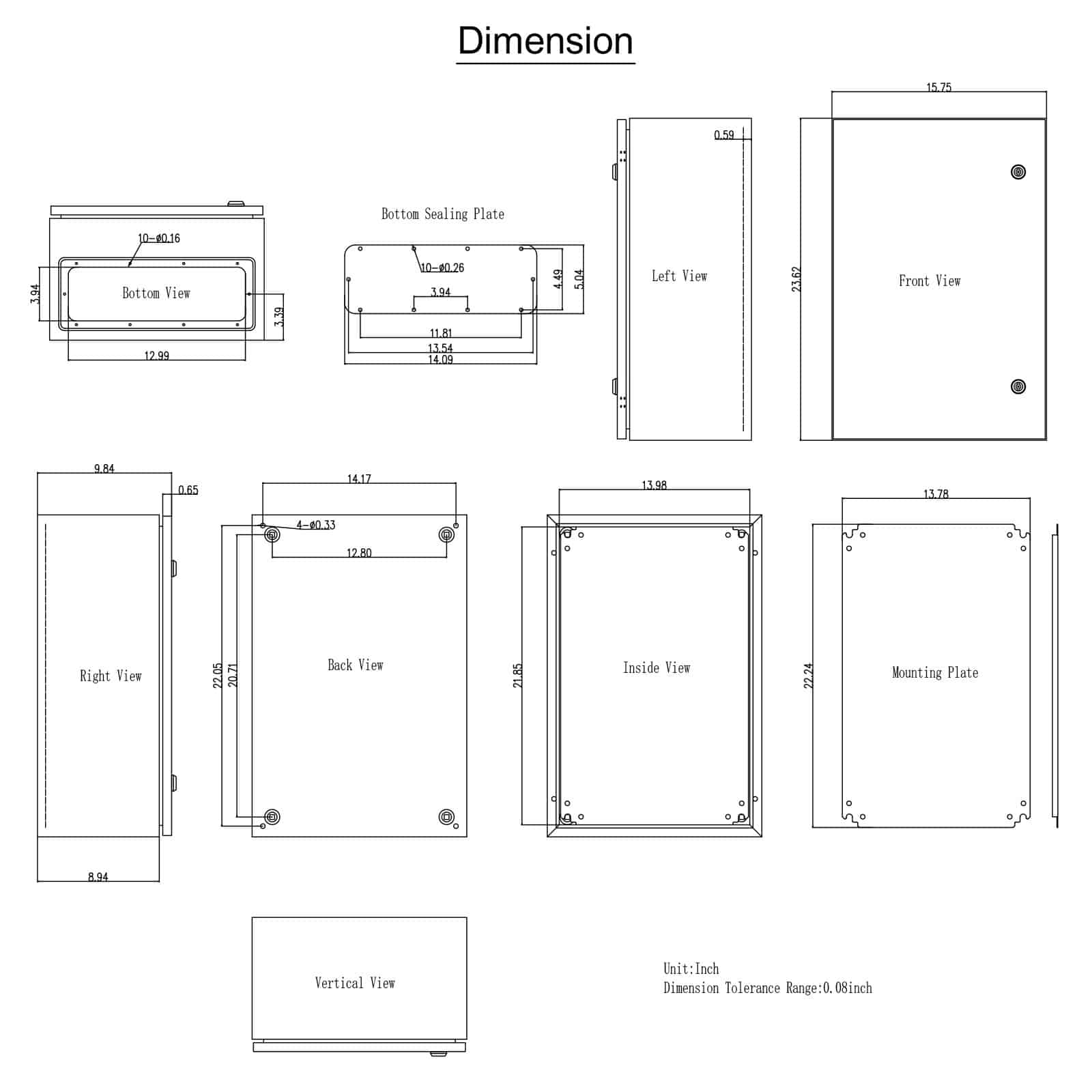 VEVOR 60x40x25 cm NEMA 4X Steel Electrical Enclosure, IP66 Waterproof Dustproof Junction Box with Mounting Plate, Indoor/Outdoor Use — изображение 10