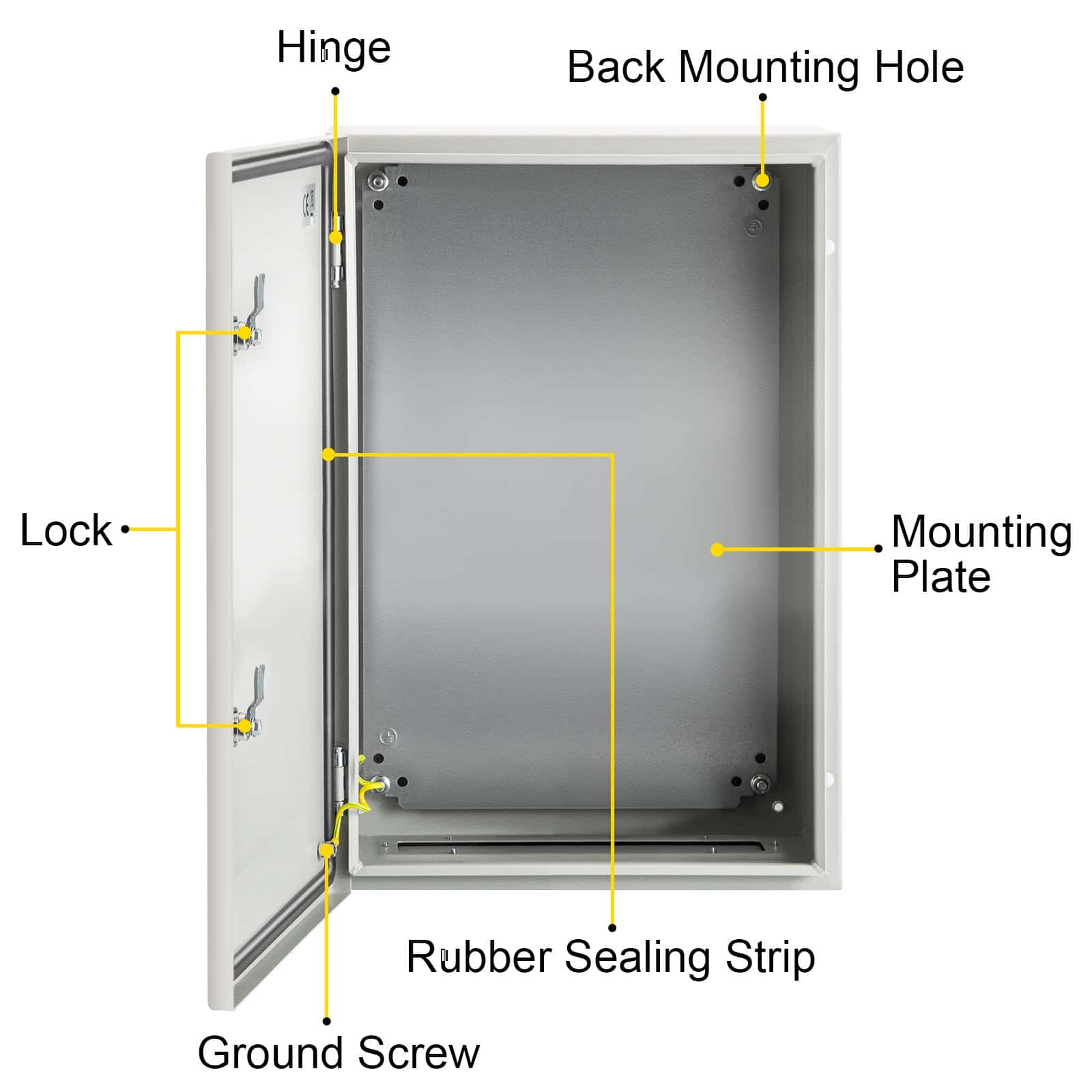 VEVOR 60x40x25 cm NEMA 4X Steel Electrical Enclosure, IP66 Waterproof Dustproof Junction Box with Mounting Plate, Indoor/Outdoor Use — изображение 9
