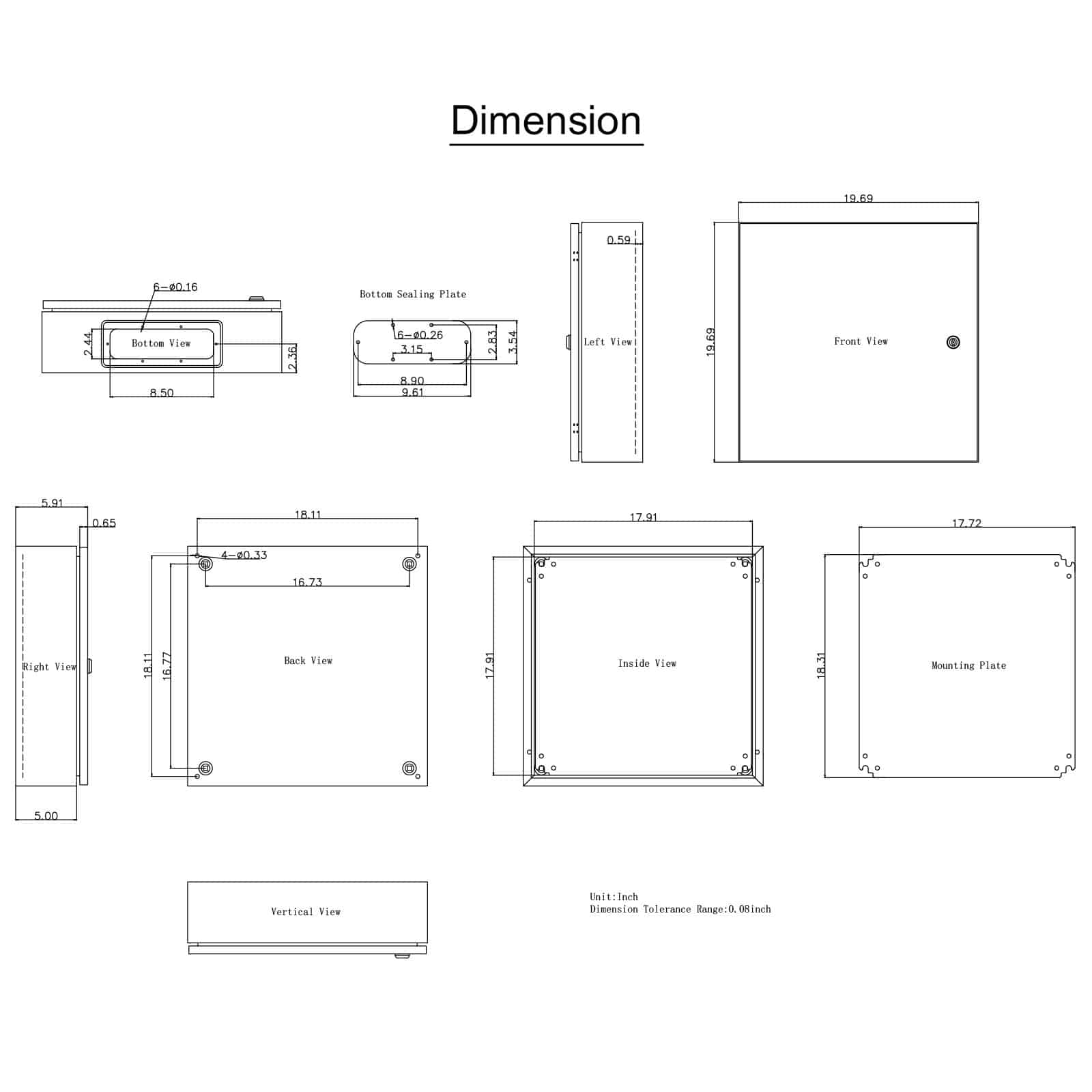 VEVOR 50x50x15 cm Steel Electrical Enclosure, IP66 Waterproof NEMA 4X Box with Mounting Plate for Indoor/Outdoor Use - Зображення 10