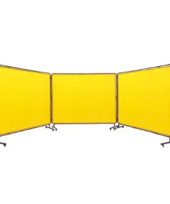 VEVOR Сварочный Экран с Каркасом, 183 x 244 см, 3-Панельная Огнеупорная Виниловая Штора на 12 Колесах (6 С Фиксацией), Жёлтый