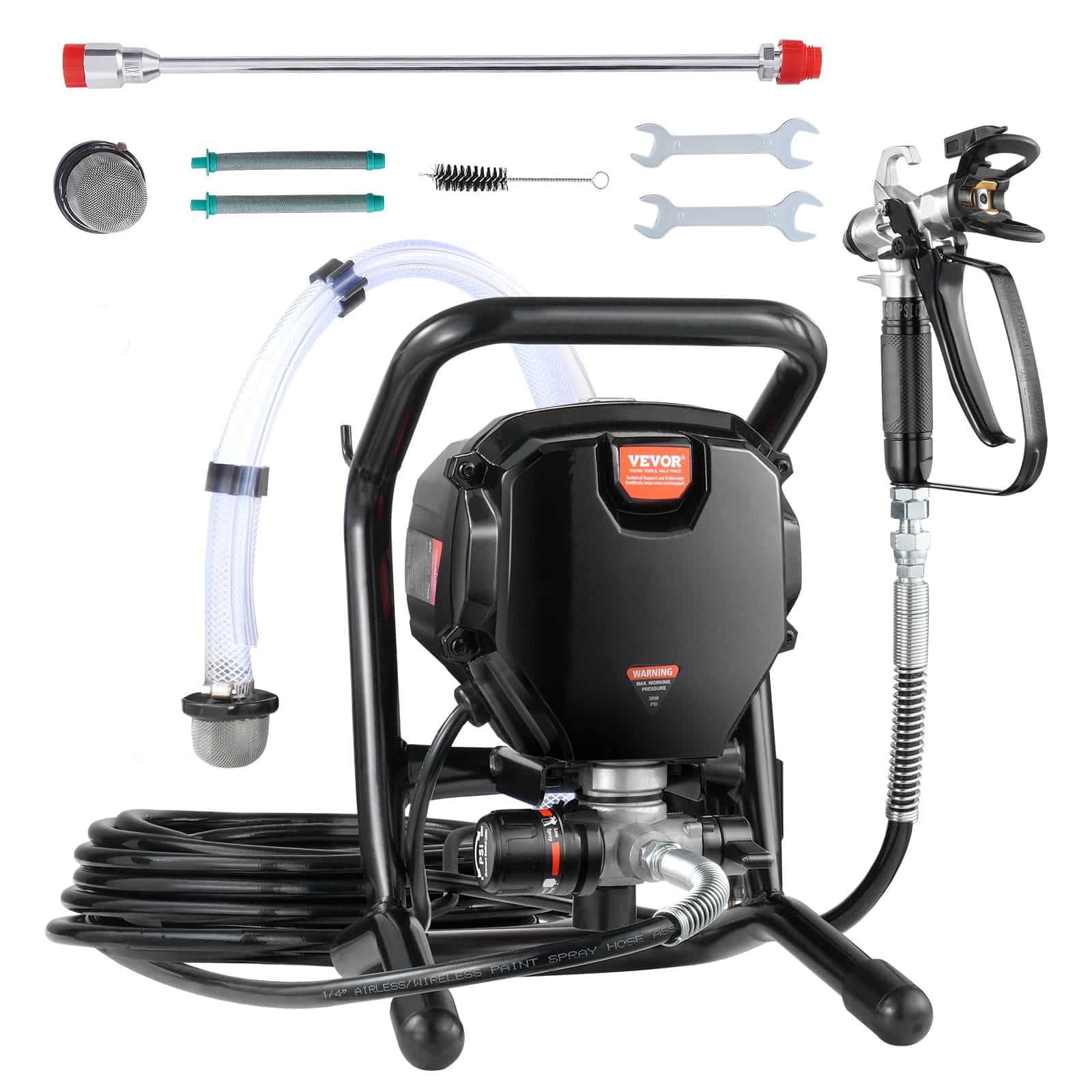 VEVOR 750W Electric Airless Paint Sprayer, 207 Bar, 1.2 LPM Flow Rate, Stand Type for Home Interior/Exterior Painting
