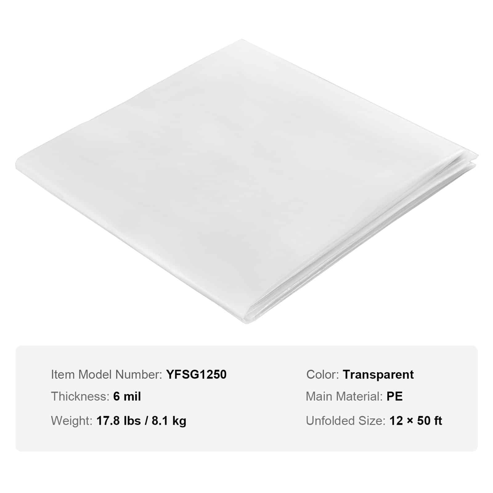 VEVOR Clear Greenhouse Film 3.66x15.24m, 150 Micron Polyethylene, UV Resistant 4 Years, for Gardening, Farming, Agriculture - Зображення 7