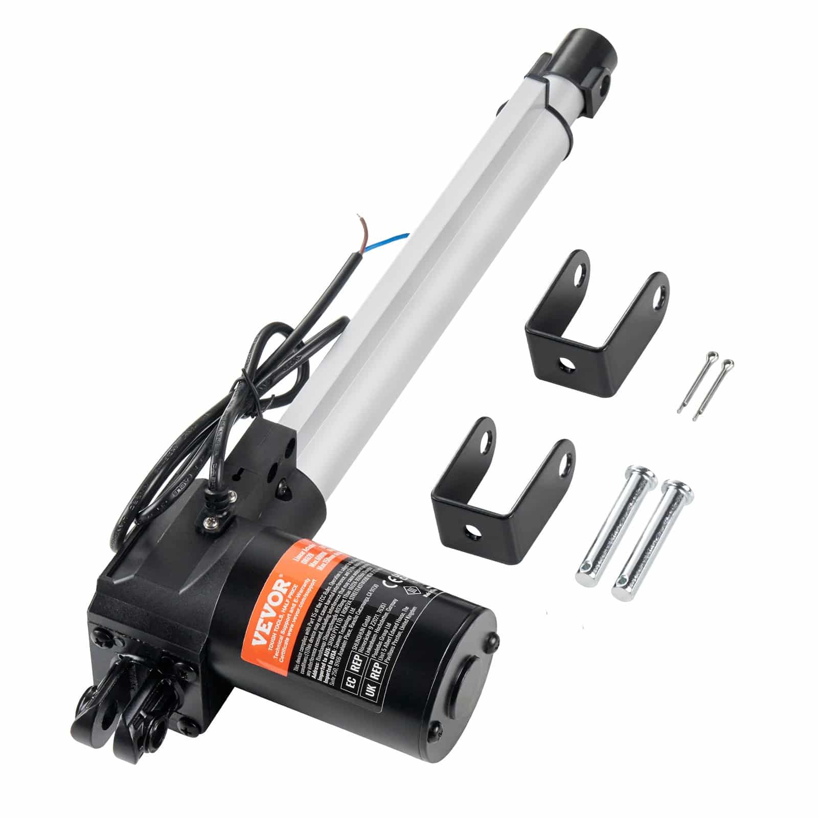 VEVOR 12V Linear Actuator 250mm Stroke, 6000N Force, 5mm/s Speed, IP44, Heavy-Duty for Automation & Lifting Systems
