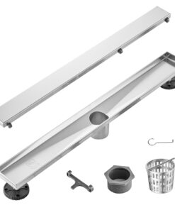 VEVOR 610 мм лінійний злив з вставкою під плитку, матова сталь 304, фільтр для волосся, регульовані ніжки, сріблястий