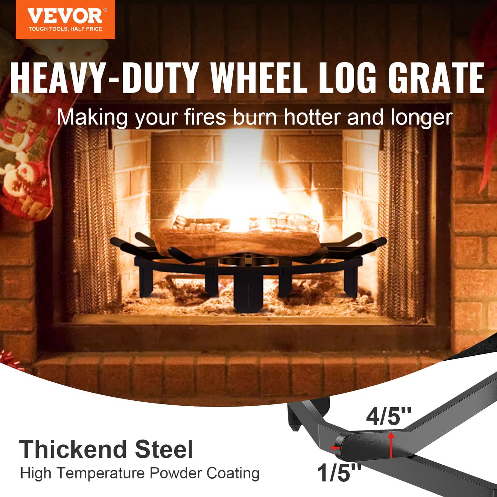 VEVOR 68.5cm Heavy Duty Steel Log Grate with 6 Legs, Firewood Rack for Fireplace, Wood Stove, and Outdoor Fire Pit — изображение 2