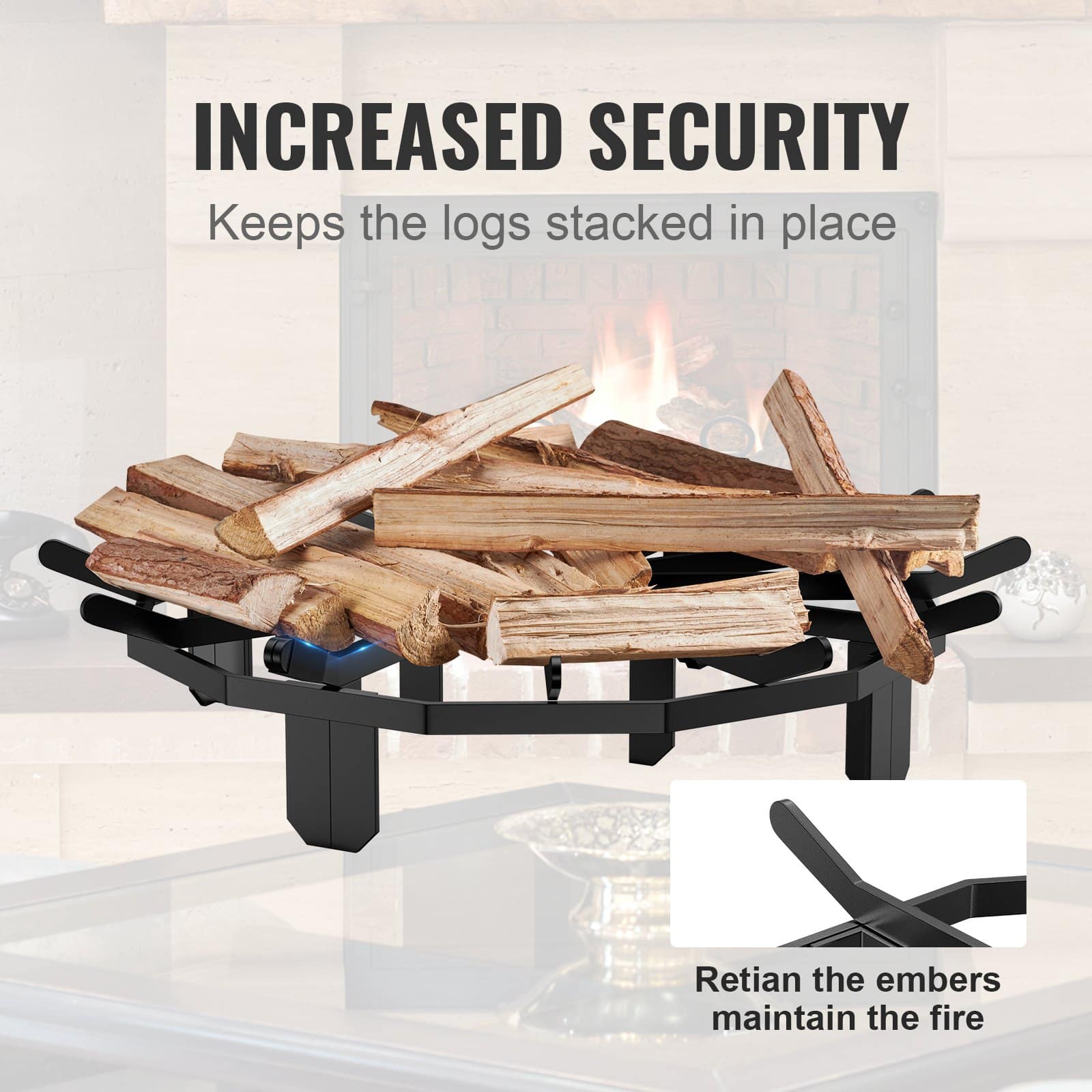 VEVOR 68.5cm Heavy Duty Steel Log Grate with 6 Legs, Firewood Rack for Fireplace, Wood Stove, and Outdoor Fire Pit — изображение 4