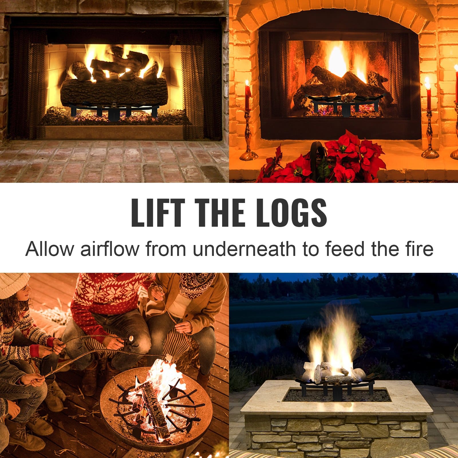 VEVOR 68.5cm Heavy Duty Steel Log Grate with 6 Legs, Firewood Rack for Fireplace, Wood Stove, and Outdoor Fire Pit — изображение 6