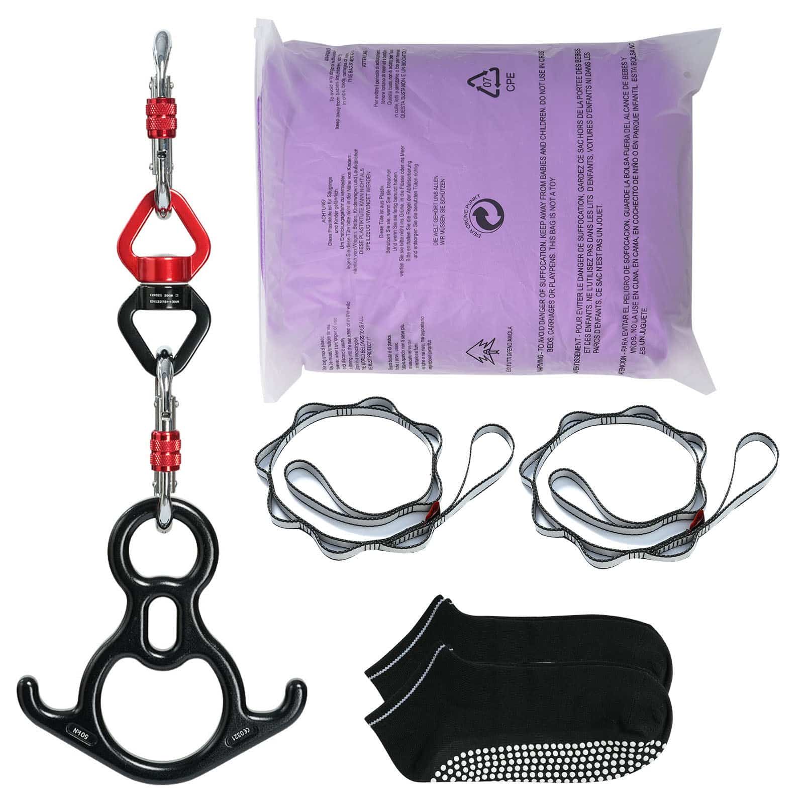 VEVOR Aerial Yoga Swing & Hammock Kit, 8 m Nylon Fabric, 1000 kg Load, Full Rigging, for All Levels, Purple - Зображення 9