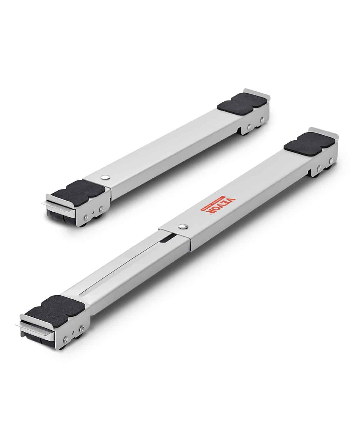 VEVOR reguliuojamas buitinės technikos vežimėlis, 299 kg apkrova, išplečiamas 44,5–70 cm, šaldytuvų/skalbimo mašinų stovas, baltas