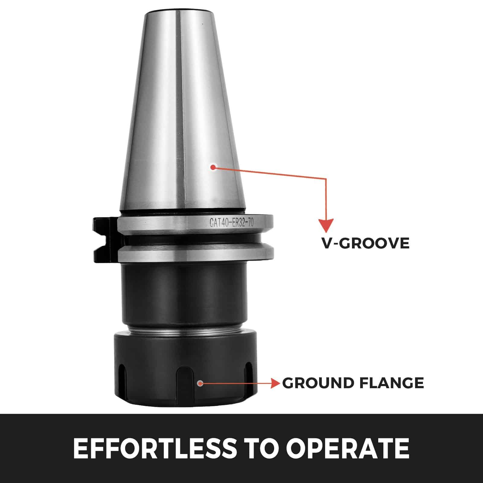 VEVOR 5-Piece CAT40 ER32 Collet Chuck Set, 70mm Gage Length, High Precision CNC Milling & Lathe Tool Holder — Attēls 6