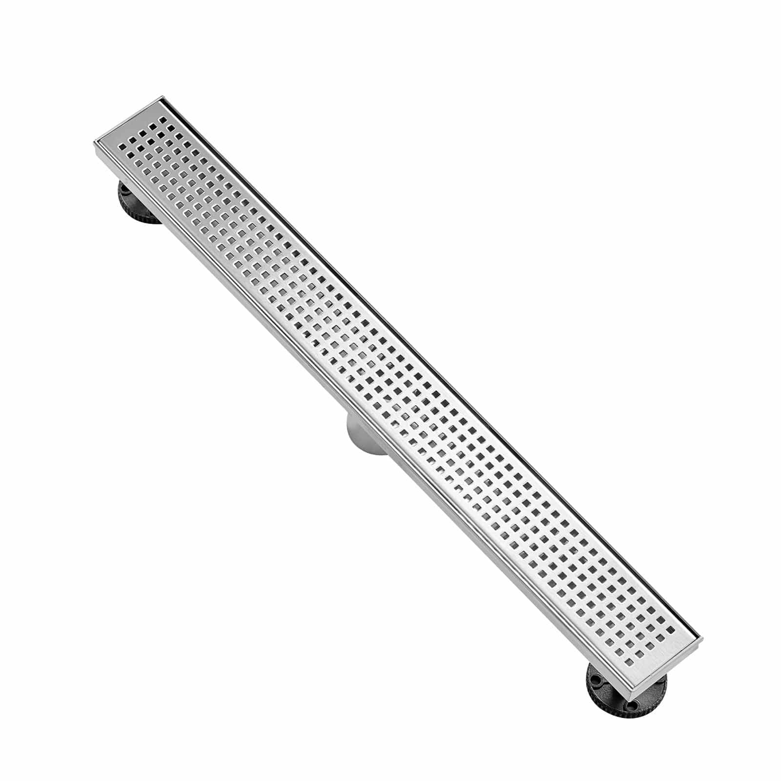 VEVOR 610mm Linear Shower Drain with Square Grate, Brushed 304 Stainless Steel, Hair Strainer & Leveling Feet, Silver - Зображення 11