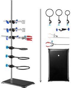 Лабораторная стойка VEVOR с штангой 59,9 см, чугунным основанием 21,1x13,5 см и зажимами – прочная стальная ретортная стойка