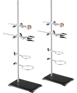 Набор лабораторных подставок VEVOR, 2 стальные ретортные подставки со стержнем диаметром 59,9 см и чугунным основанием размером 21,1x13,5 см, зажимы для колб и бюреток