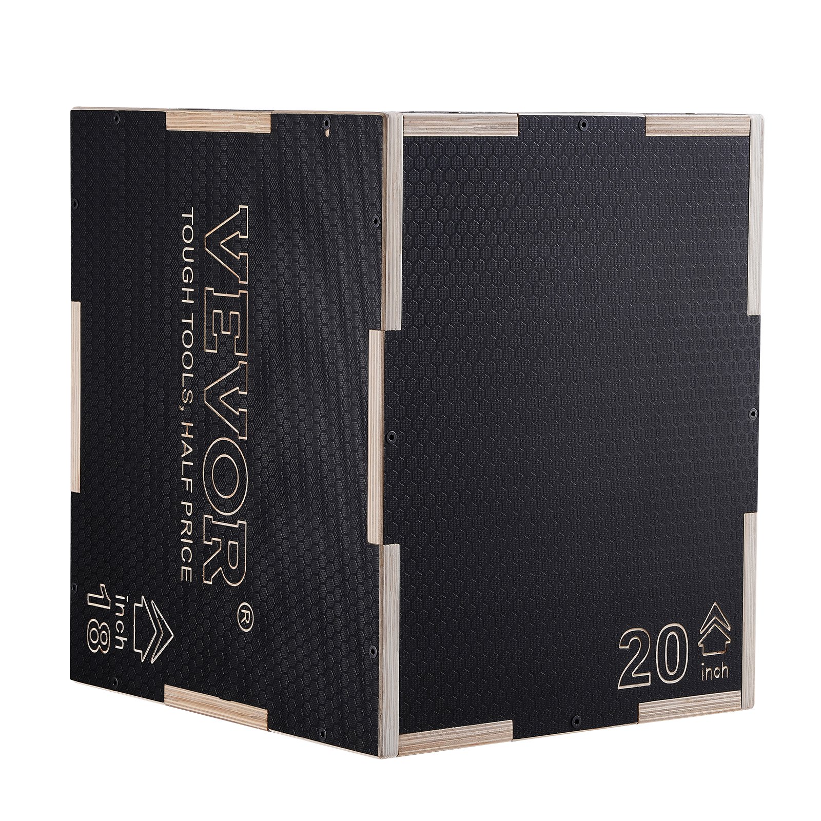 VEVOR 3-in-1 Wooden Plyometric Jump Box, 51/46/41 cm Anti-Slip Fitness Step Platform for Home Gym & Strength Training - Pilt 12