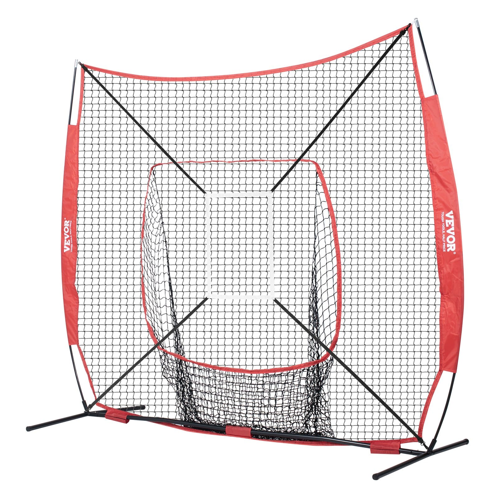 VEVOR 213x213 cm Baseball Softball Practice Net Set with Tee, 2.8 in Ball, Strike Zone, Bow Frame & Carry Bag – Paveikslėlis 10