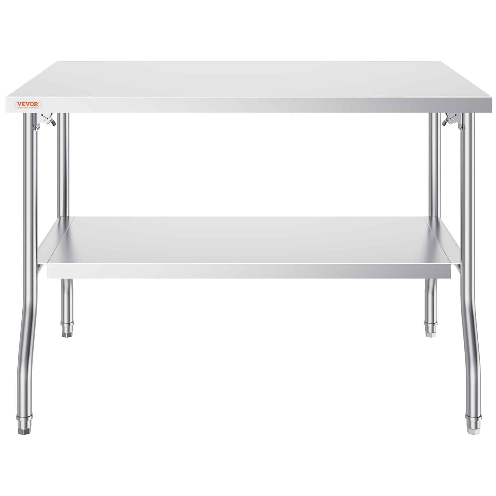 VEVOR Folding Stainless Steel Prep Table 122x76 cm with Undershelf, Heavy-Duty Workstation for Kitchen, Restaurant, Garage — изображение 10