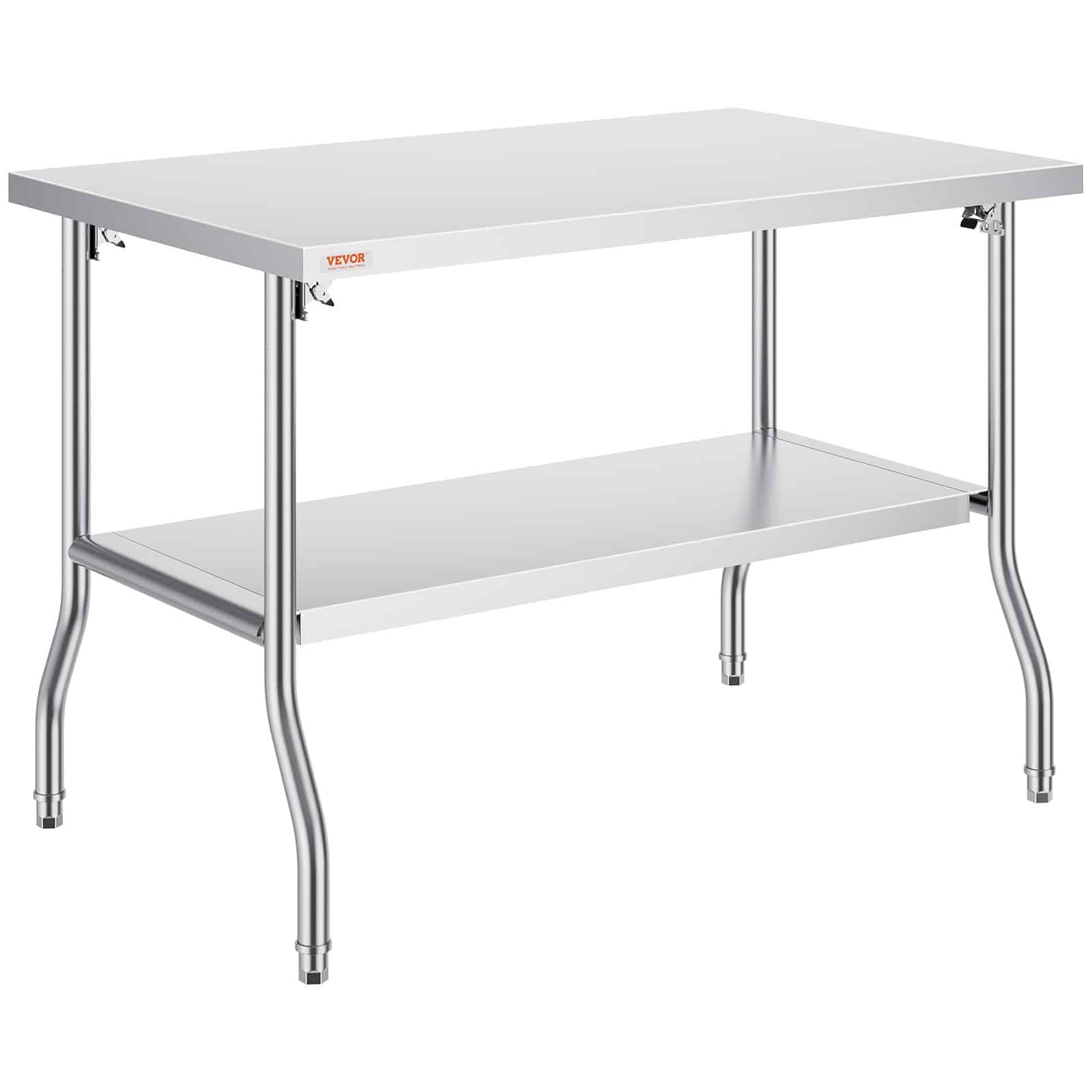 VEVOR Folding Stainless Steel Prep Table 122x76 cm with Undershelf, Heavy-Duty Workstation for Kitchen, Restaurant, Garage — изображение 12