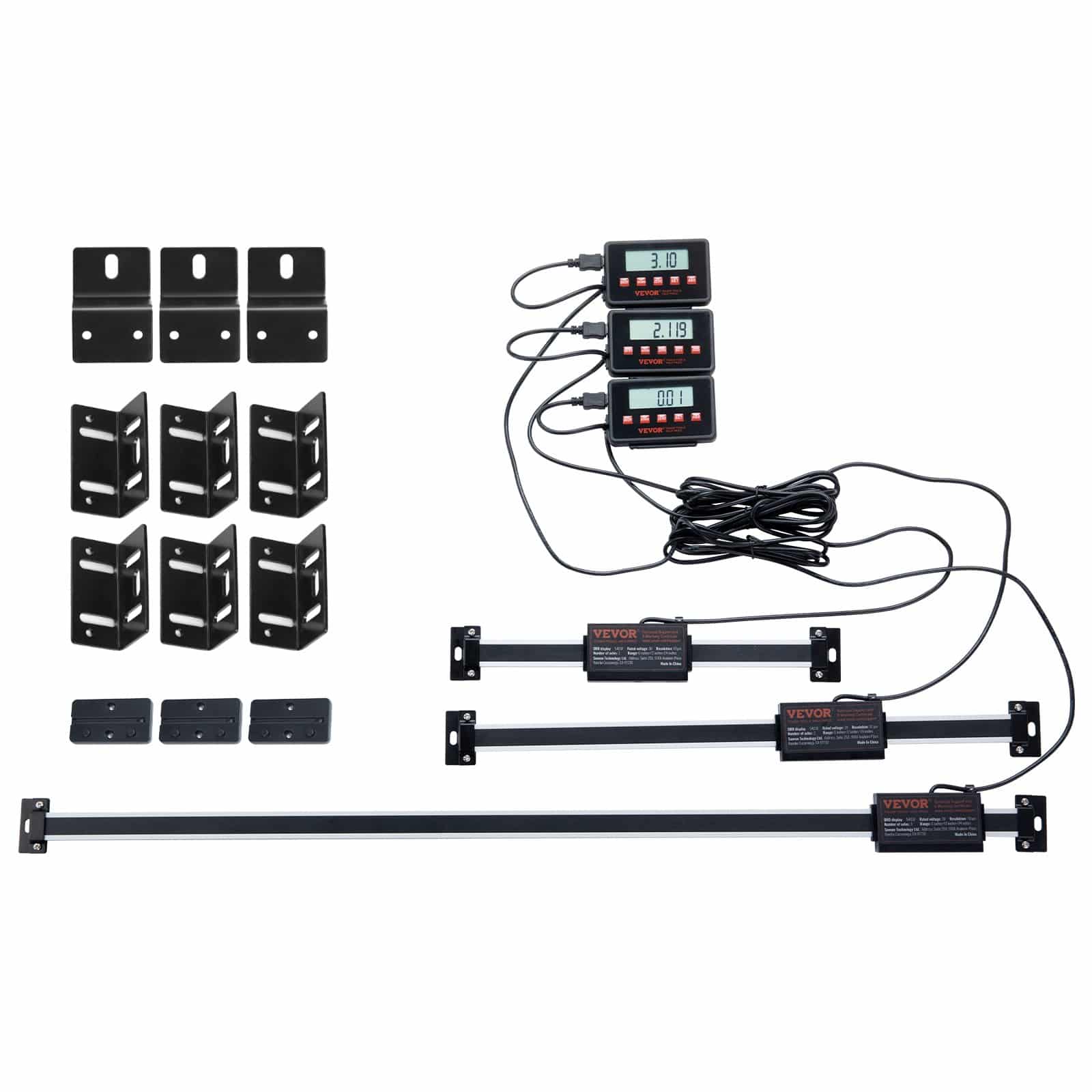 VEVOR 3-Axis Digital Readout DRO Kit with 150mm, 300mm & 600mm Linear Scales, High-Precision Display, IP54 Rating