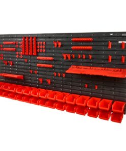 Настенный органайзер VEVOR с 30 ячейками, крючками и панелями, пластиковая стойка для инструментов, гаража/дома, черно-красный