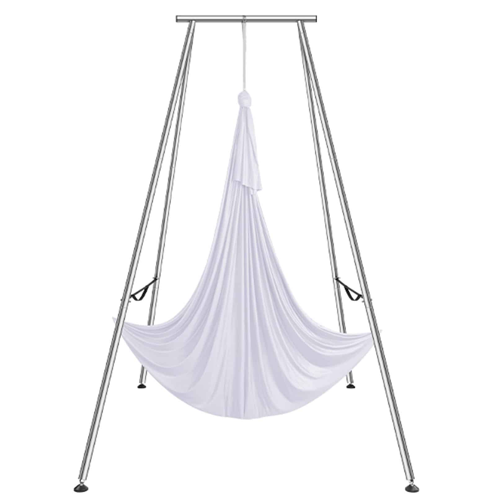 VEVOR Aerial Yoga Frame with 6.04 m Hammock, 2.95 m Height, 250 kg Load, Indoor/Outdoor Yoga Swing Stand, White