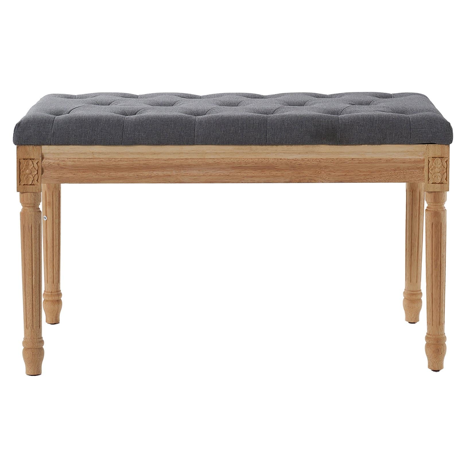 VEVOR Gray Upholstered Bench 80x40cm with Foam Cushion & Rubberwood Legs, Tufted Ottoman for Bedroom, Hallway, Living Room - Image 10