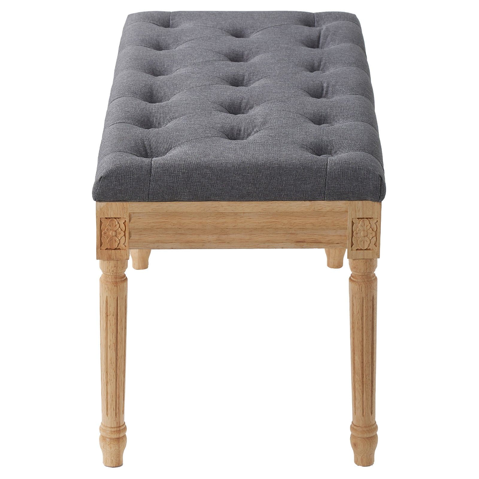 VEVOR Gray Upholstered Bench 80x40cm with Foam Cushion & Rubberwood Legs, Tufted Ottoman for Bedroom, Hallway, Living Room - Image 11