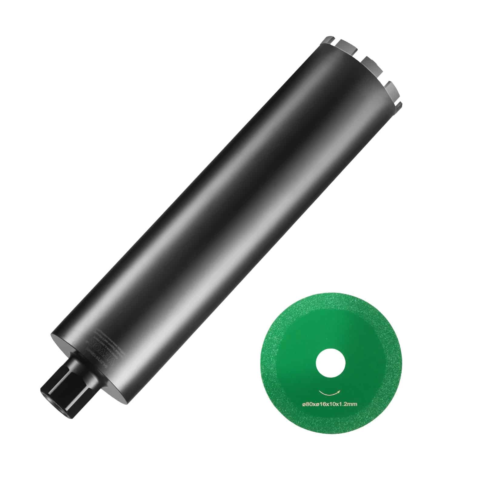 VEVOR 108 mm Diamond Core Drill Bit with Saw Blade, 356 mm Depth, Wet Cutting, M32-7 Thread, for Concrete & Brick