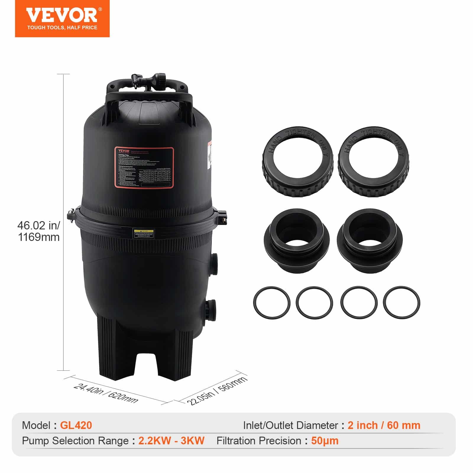 VEVOR Cartridge Pool Filter 40m², Leak-Proof Filter System for Above/Inground Pools, Hot Tubs, Spas, with Upgraded Core — изображение 7
