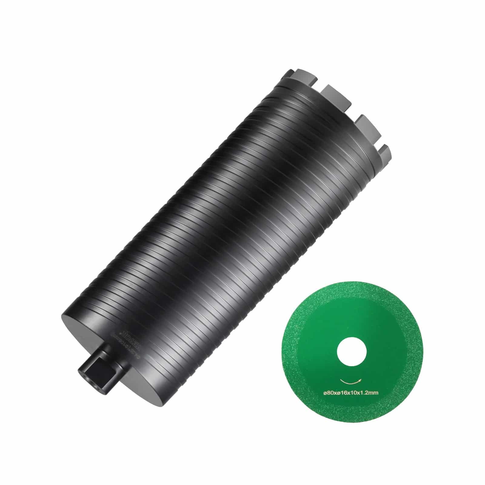 VEVOR 108 mm Wet/Dry Diamond Core Drill Bit with Pilot Adapter & Saw Blade, 241 mm Depth, M16 Thread, for Concrete & Brick