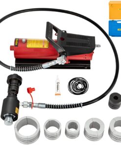 VEVOR Гидравлический расширитель выхлопных труб 4.1–10.8 см, 10Т ножной насос, 4 насадки, 2 кейса для авто ремонта