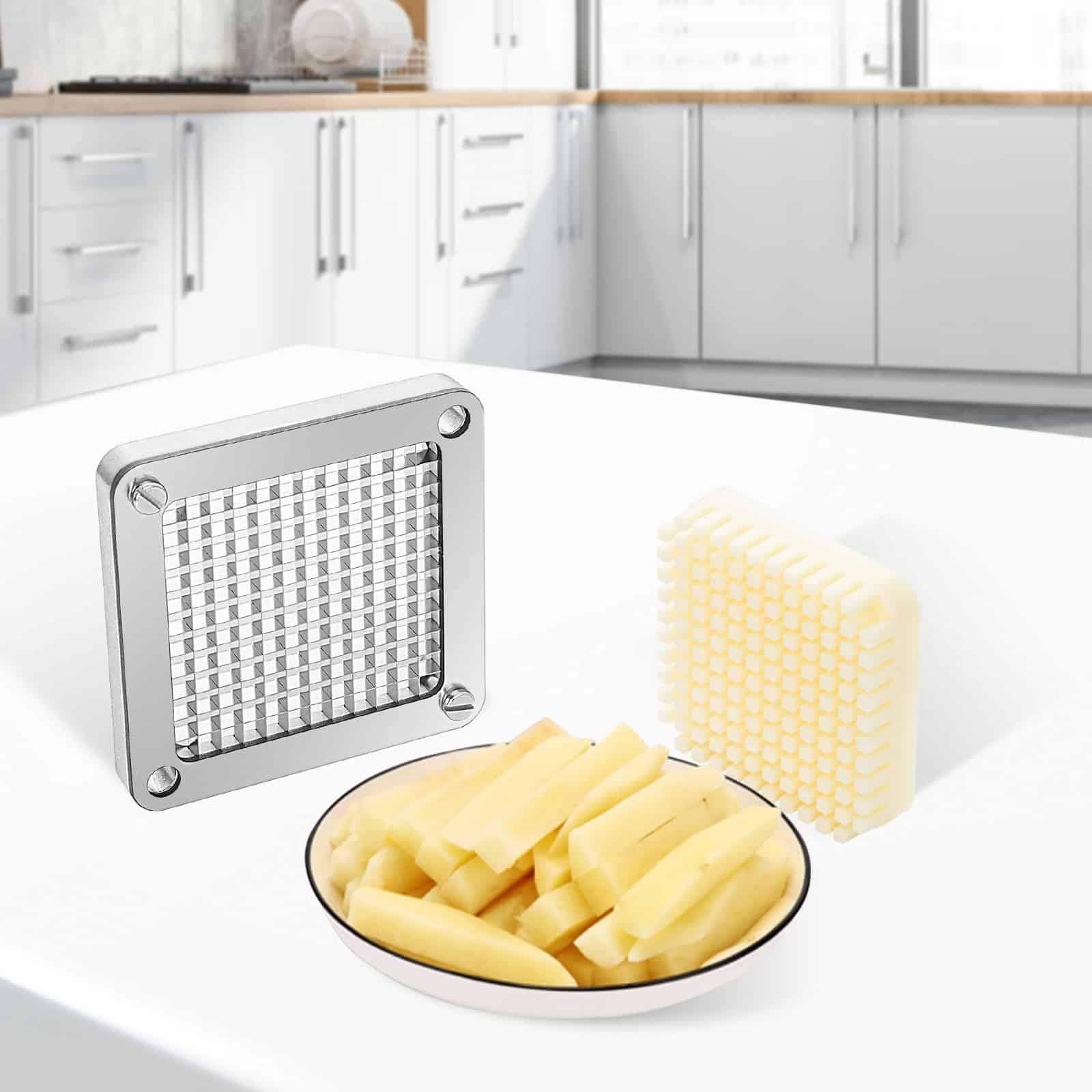 VEVOR 6mm French Fry Cutter Replacement Blades & Push Blocks, 3-Pack, Stainless Steel, Fits Commercial Vegetable Choppers - Зображення 8