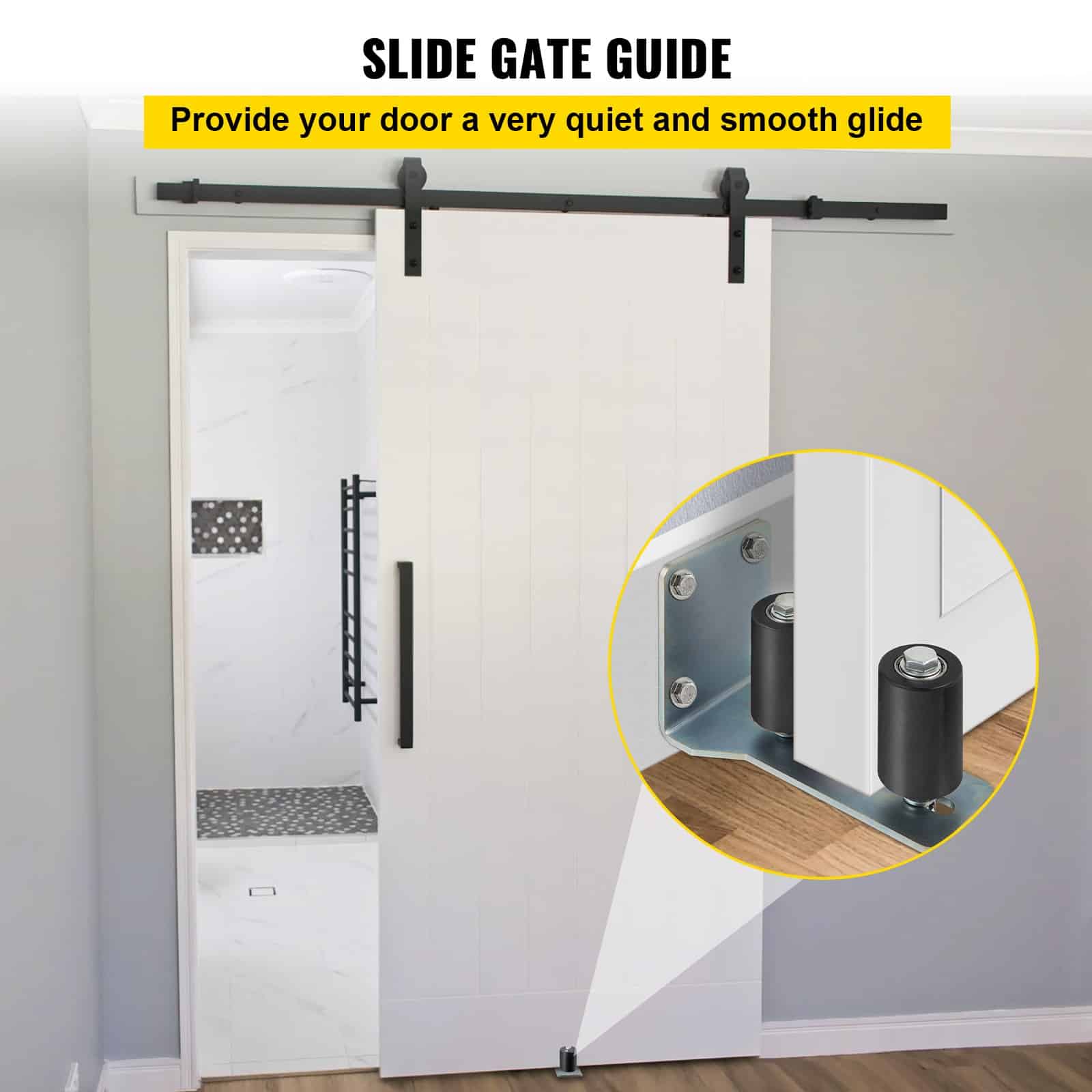 VEVOR Sliding Gate Roller Guide 2-Pack with L-Shape Zinc Bracket & Adjustable 7.6 cm Nylon Rollers for 5–7.6 cm Doors — изображение 2