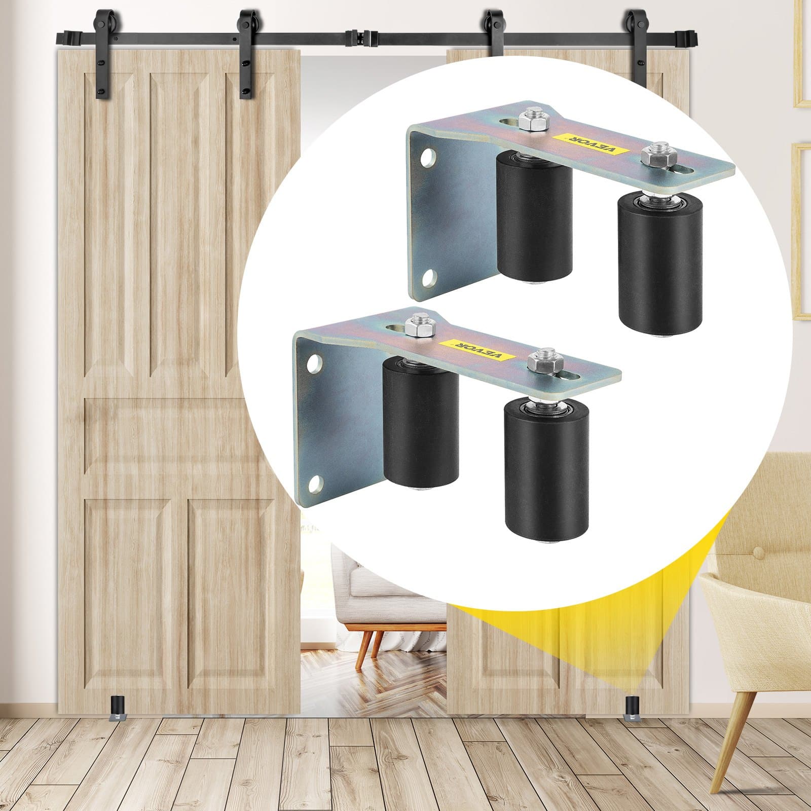 VEVOR Sliding Gate Roller Guide 2-Pack with L-Shape Zinc Bracket & Adjustable 7.6 cm Nylon Rollers for 5–7.6 cm Doors — изображение 8