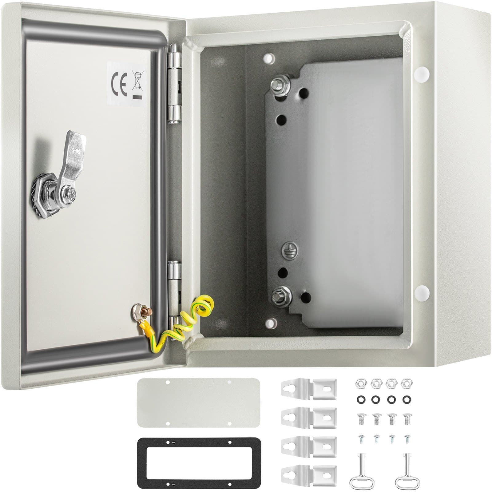 VEVOR электрический стальной шкаф 25x20x15 см, IP66 водо- и пылезащищённый, с монтажной пластиной, стандарт NEMA 4X