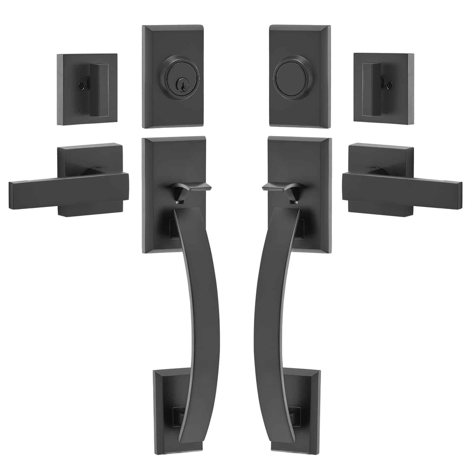VEVOR Matte Black Double Front Door Handle Set with Reversible Lever, Heavy-Duty Lock Set, Adjustable 20–22.8 cm Hole Spacing — изображение 10