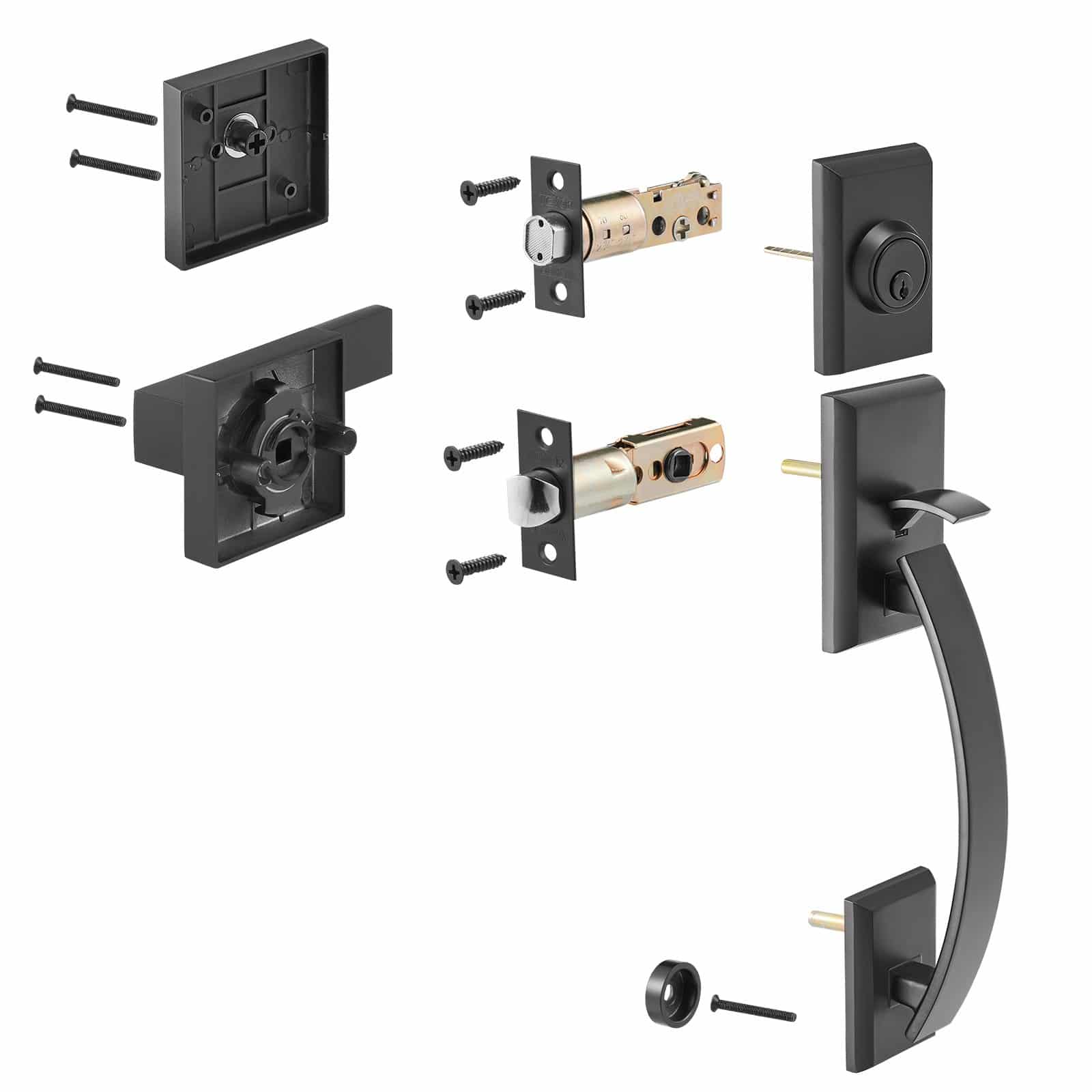 VEVOR Matte Black Double Front Door Handle Set with Reversible Lever, Heavy-Duty Lock Set, Adjustable 20–22.8 cm Hole Spacing — изображение 12