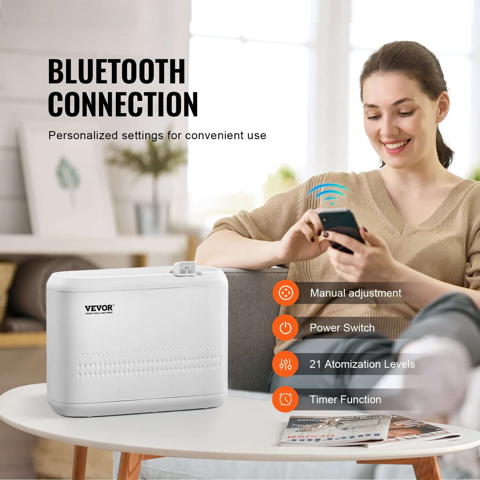 VEVOR 850ml HVAC Cold Air Scent Diffuser, Covers Up to 465m², Bluetooth App Control, Waterless, Wall-Mount or Freestanding — изображение 4