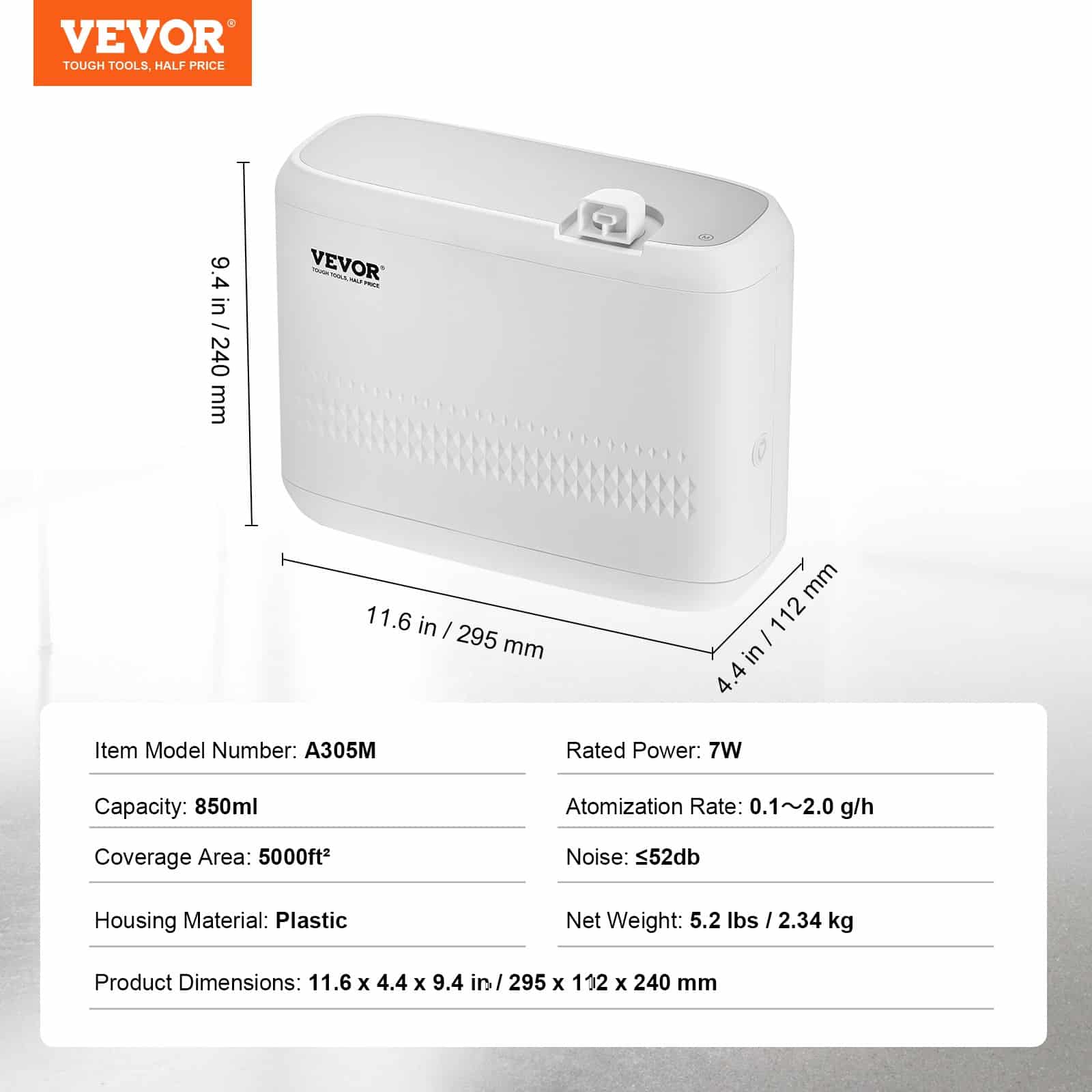 VEVOR 850ml HVAC Cold Air Scent Diffuser, Covers Up to 465m², Bluetooth App Control, Waterless, Wall-Mount or Freestanding — изображение 7