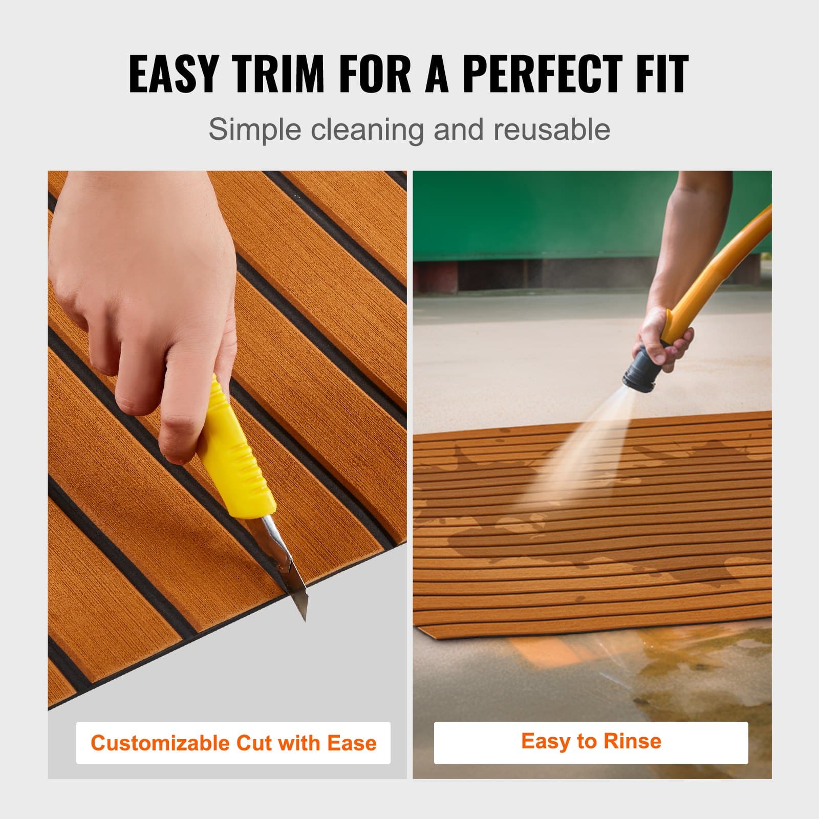 VEVOR EVA Foam Boat Decking 240x116.8 cm, 6mm Non-Slip Marine Flooring with 3M Adhesive, 2.8 m² for Boat, Yacht, Kayak, Pontoon - Зображення 5
