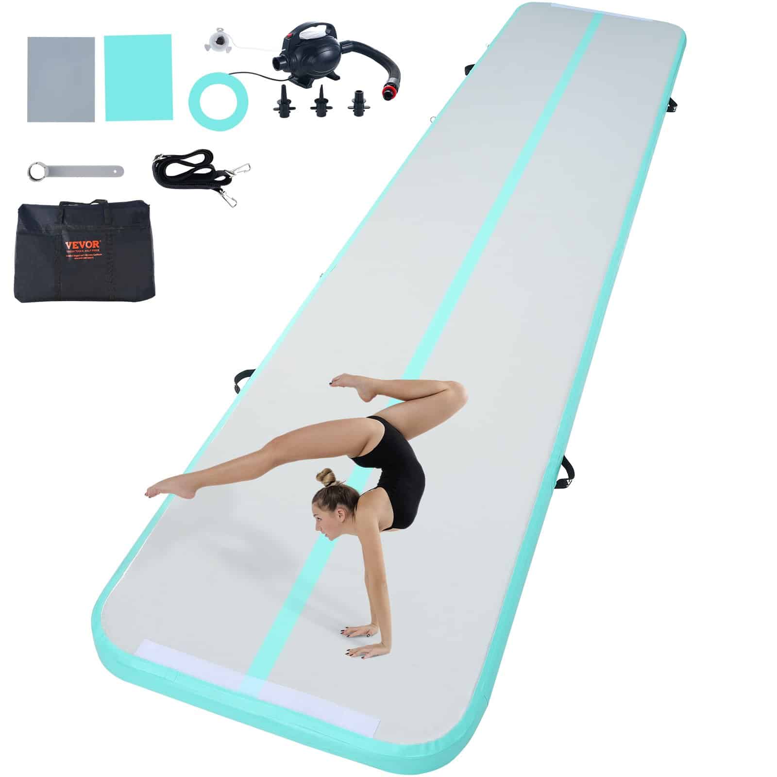 VEVOR 4.9 m Inflatable Air Track Gymnastics Mat with Electric Pump – Durable, Anti-Slip, for Training & Tumbling