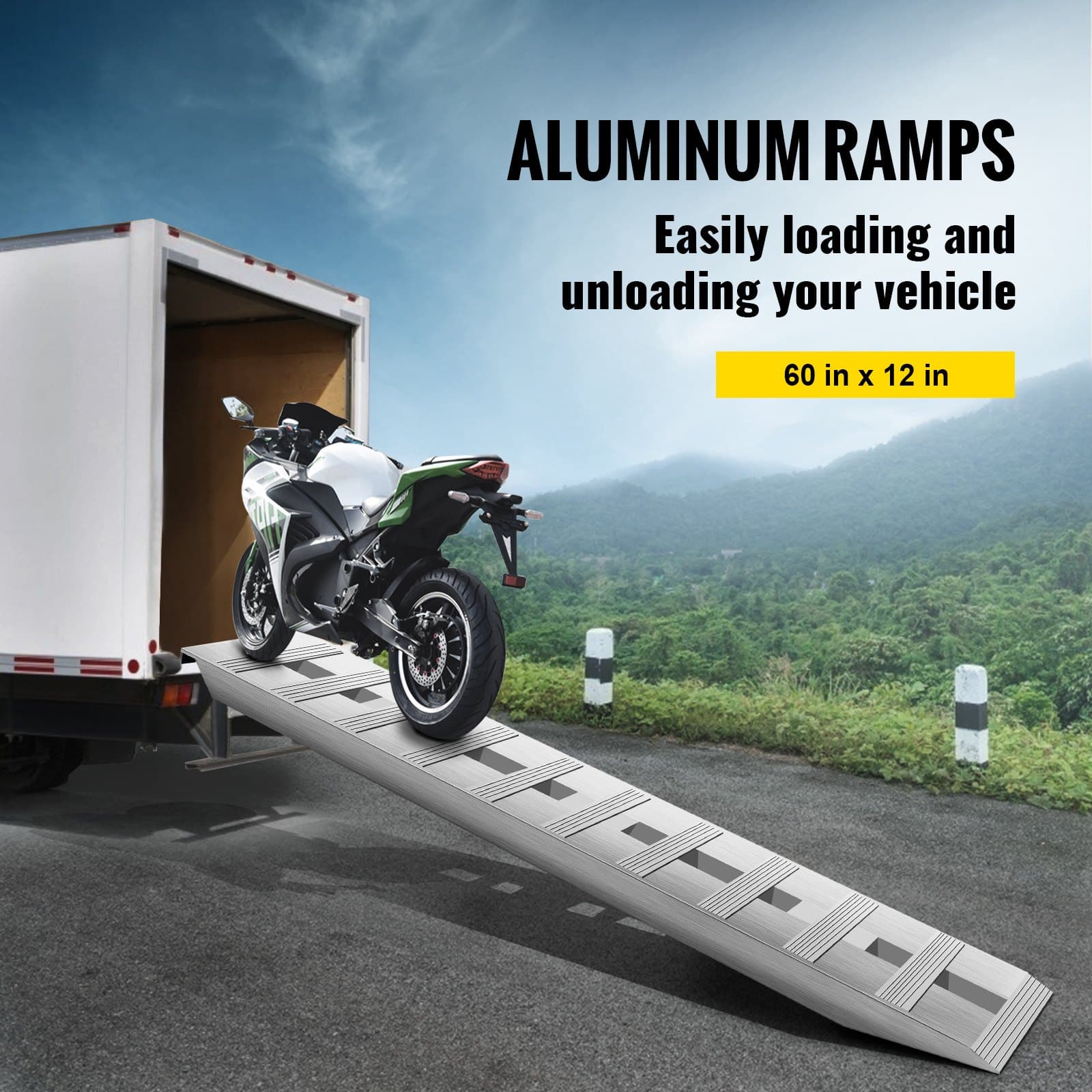VEVOR Aluminum Trailer Ramps 152.4×30.5 cm, 2721.6 kg Capacity ...