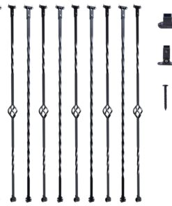 10-пакетные декоративные стальные балясины для лестниц VEVOR 112 см x 1,27 см — корзина для пустых фигур и спиральный дизайн с обувью и винтами