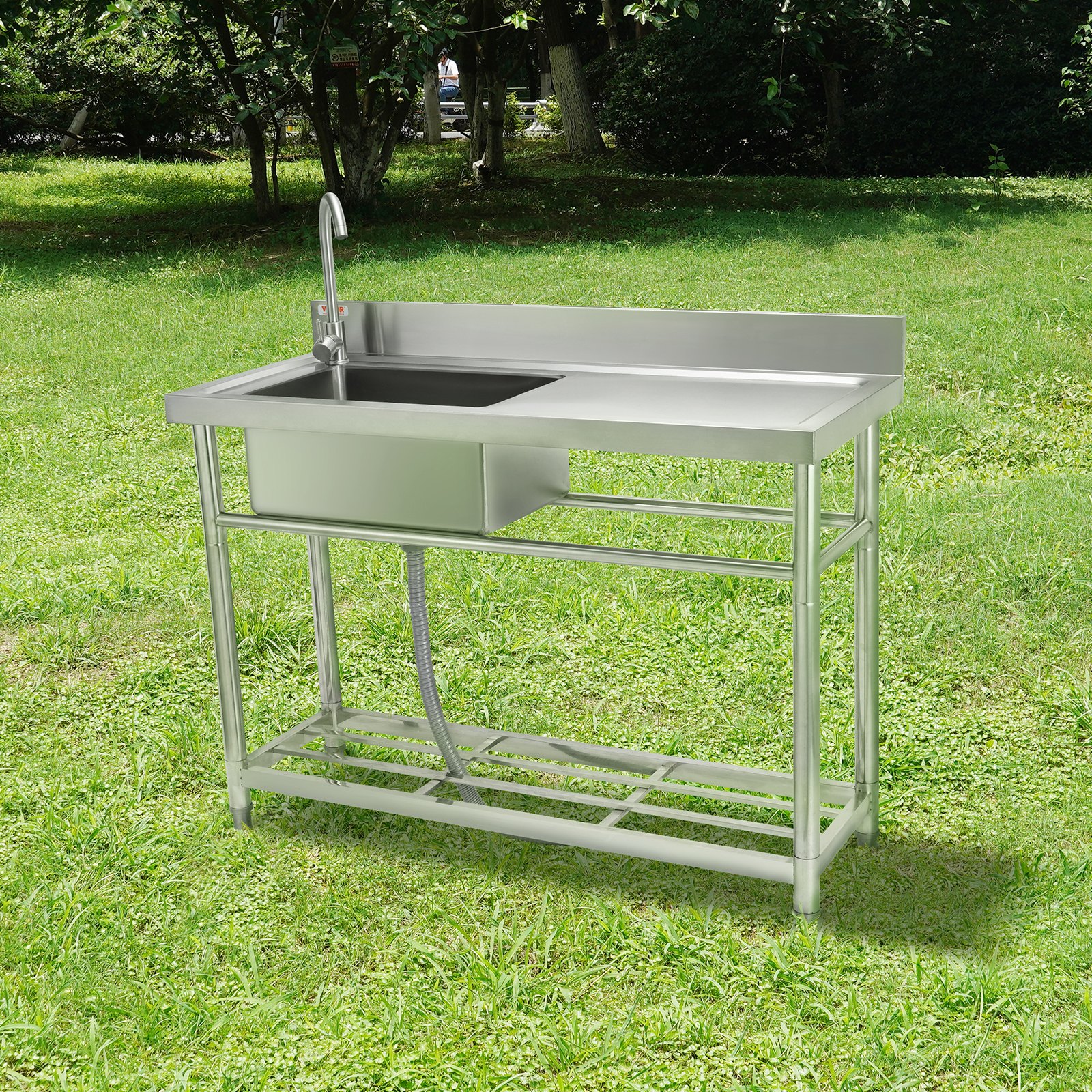 VEVOR 119.4x50x95 cm Stainless Steel Utility Sink with Workbench, Freestanding Single Bowl for Kitchen, Garage, NSF Certified - Зображення 8