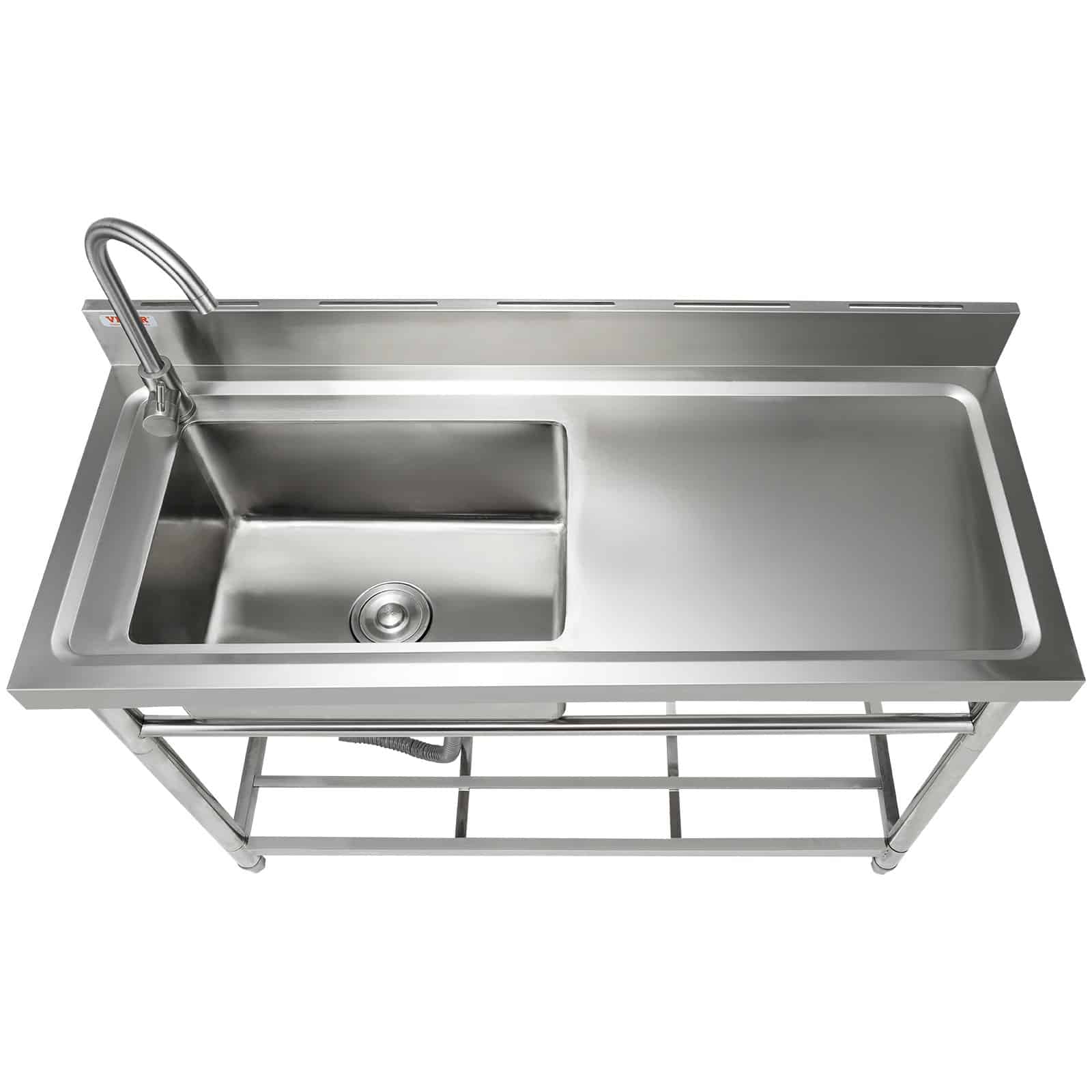 VEVOR 119.4x50x95 cm Stainless Steel Utility Sink with Workbench, Freestanding Single Bowl for Kitchen, Garage, NSF Certified - Зображення 12