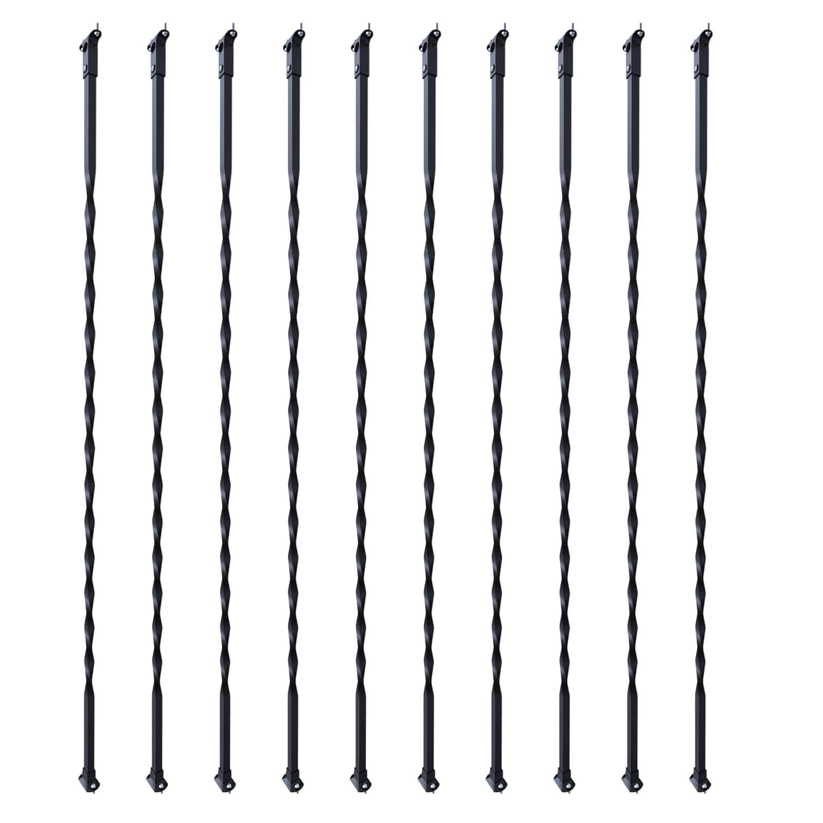 VEVOR 10-Pack Spiral Stair Balusters 111.76x1.27cm Galvanized Steel, Satin Black with Shoes & Screws, Decorative Railing Spindles - Pilt 12