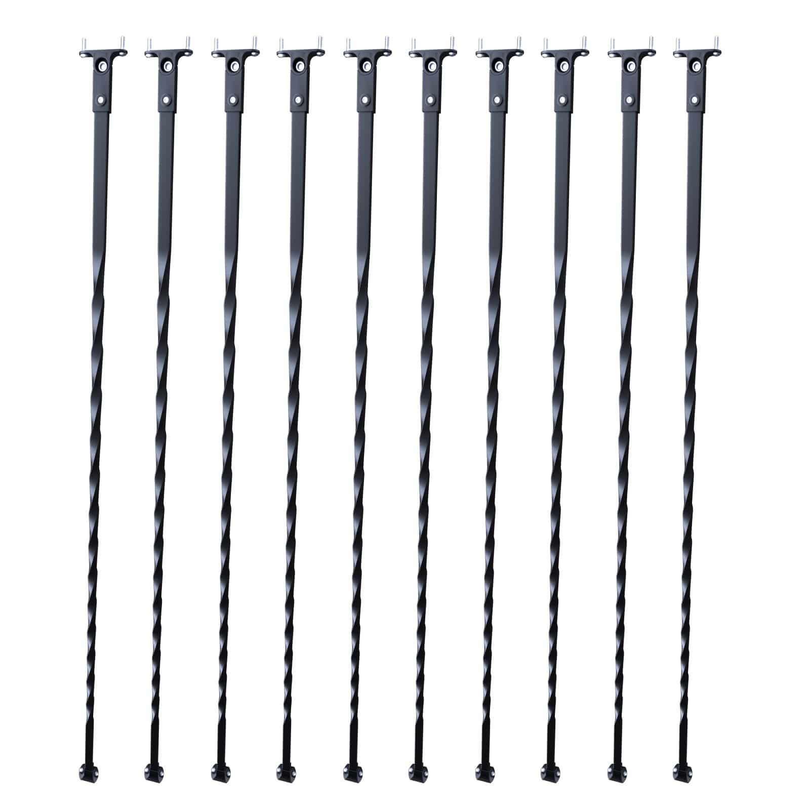 VEVOR 10-Pack Spiral Stair Balusters 111.76x1.27cm Galvanized Steel, Satin Black with Shoes & Screws, Decorative Railing Spindles - Pilt 9