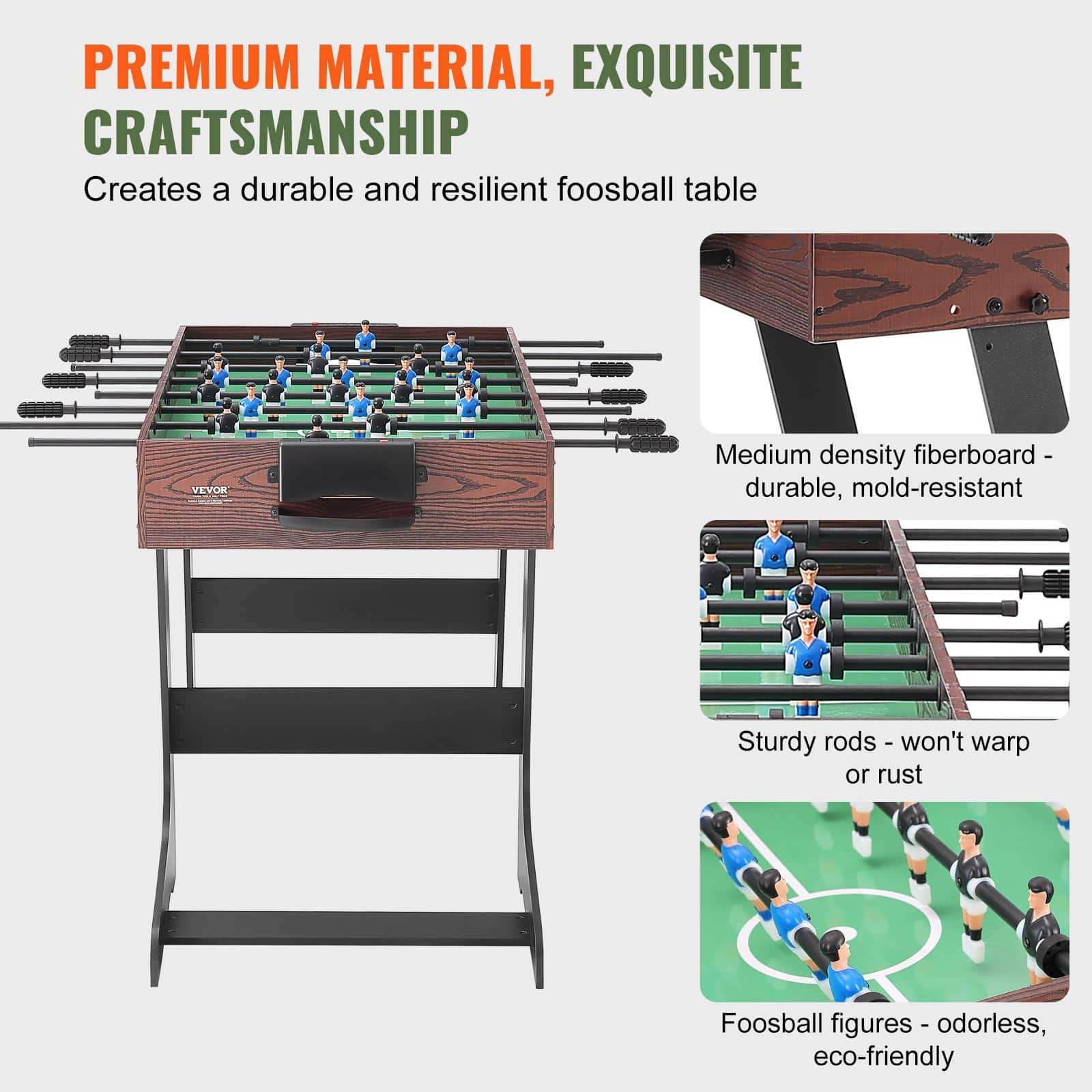 VEVOR 107 cm Foldable Foosball Table with 2 Balls, Indoor Game Table for Home, Office, Game Room, 22 Players - Pilt 2