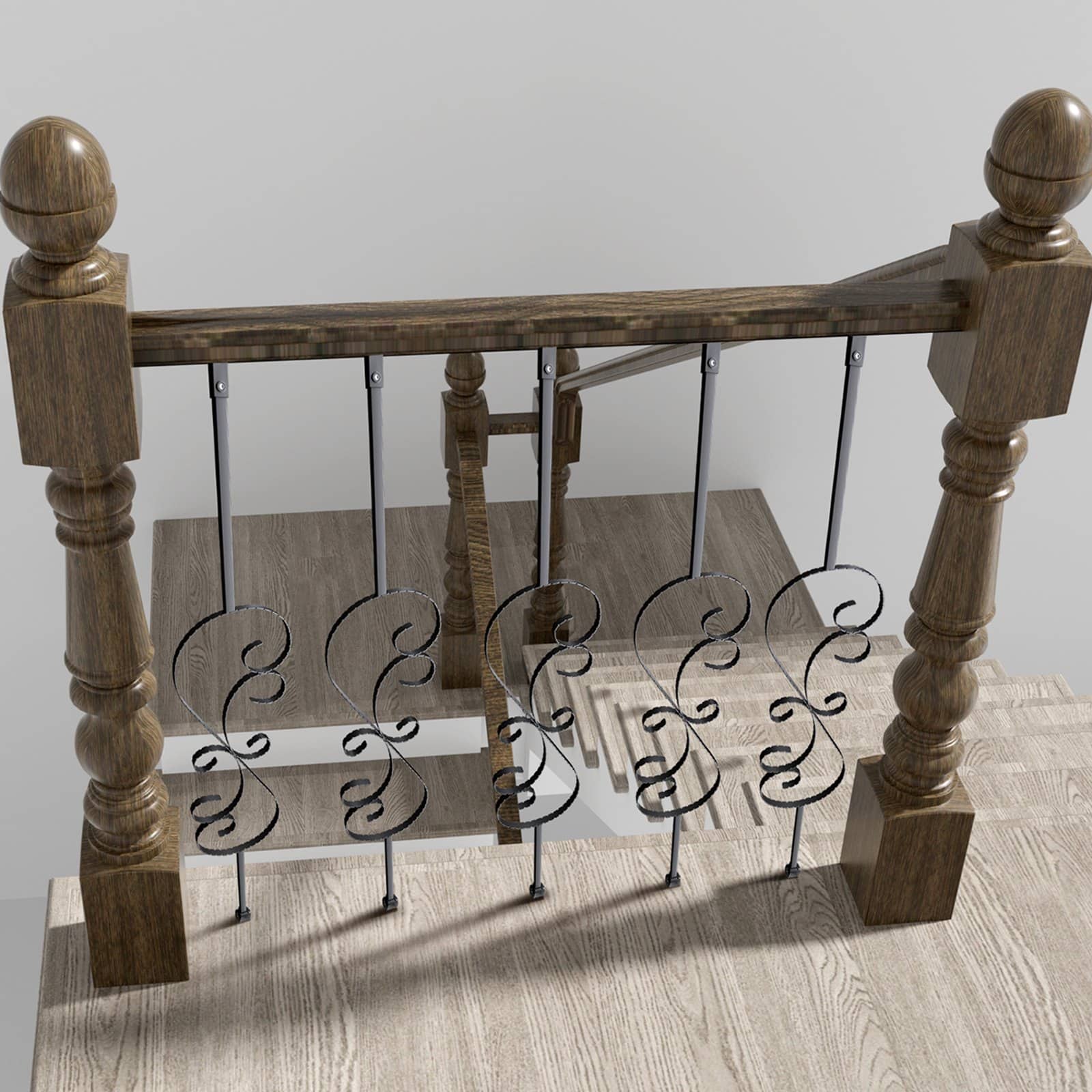 VEVOR 5-Pack S-Shaped Metal Stair Balusters, 112cm x 1.27cm Galvanized Steel, Black Spiral Railing Spindles with Shoes & Screws - Pilt 8