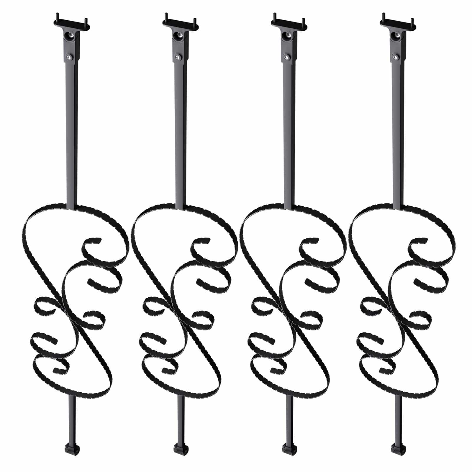 VEVOR 5-Pack S-Shaped Metal Stair Balusters, 112cm x 1.27cm Galvanized Steel, Black Spiral Railing Spindles with Shoes & Screws - Pilt 12