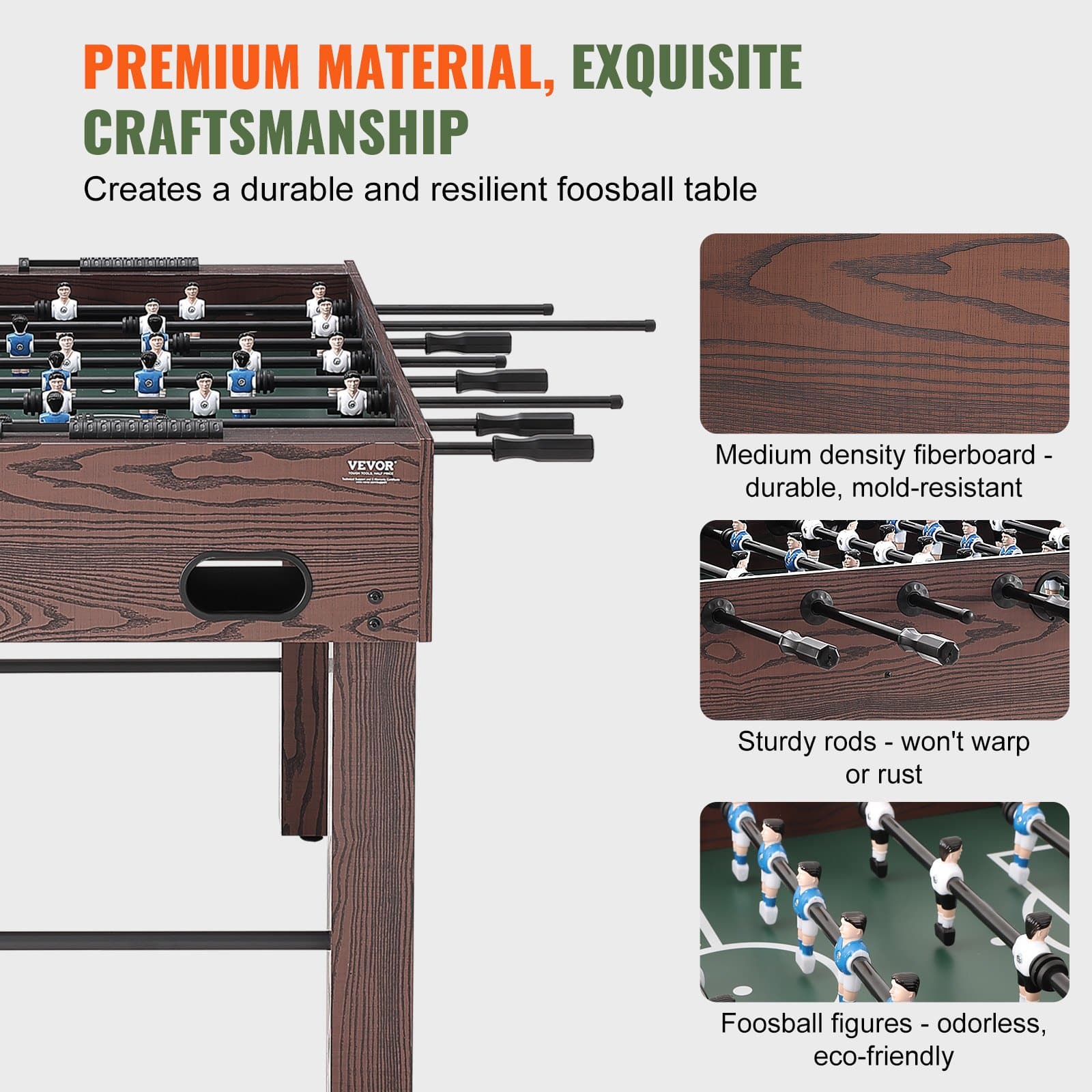 VEVOR 140 cm Full Size Foosball Table with 4 Balls, 2 Cup Holders, for Home, Game Room, Office, Durable MDF Build - Pilt 2